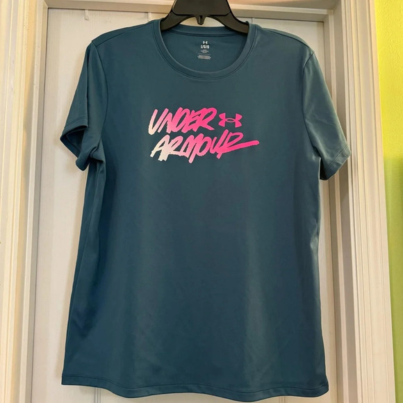 Under Armour Short Sleeve Dark Teal Loose Tee Shirt - Picture 1 of 6